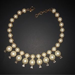 J.Crew Necklace Stunning Pearl Starburst Formal Rhinestone Gold Antique Brass